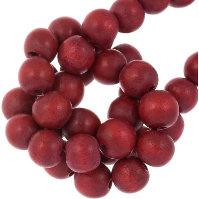 Afbeelding van Houten Kralen Vintage Look (12 mm) Burgundy Red (70 stuks)