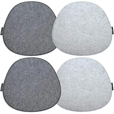 Afbeelding van 4 vilten zitkussen ovaal 40x37cm stoelkussen stoelpad 8mm lichtgrijs