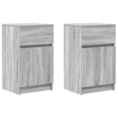 Afbeelding van vidaXL Nachtkastjes 2 st 39x35x65 cm bewerkt hout grijs sonoma eiken