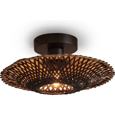 Afbeelding van GOOD&amp;MOJO Plafonniere Kalimantan Bamboe Zwart Ø30cm