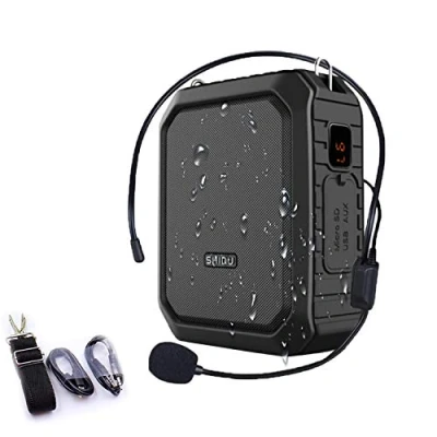 Afbeelding van SHIDU Voice Amplifier 18 W met bekabelde headset Bluetooth luidspreker, waterdicht, oplaadbaar geluidssysteem, powerbank voor buiten, leraren, strand, toeristische gids