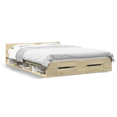 Afbeelding van vidaXL Bedframe met lades bewerkt hout sonoma eikenkleurig 150x200 cm
