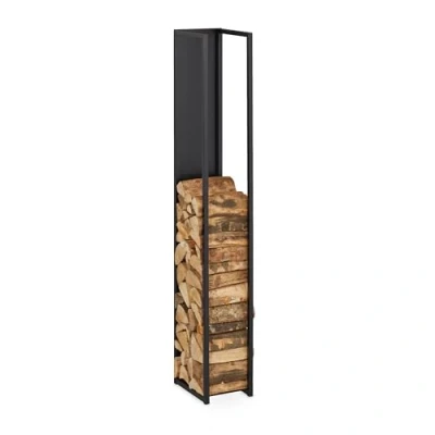 Afbeelding van Relaxdays brandhoutrek binnen hoog 157 cm houtopslag staal haardhoutrek