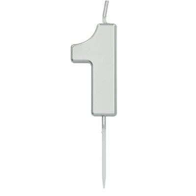 Afbeelding van Folat Kaars cijfer 1 zilverkleurig 5 cm