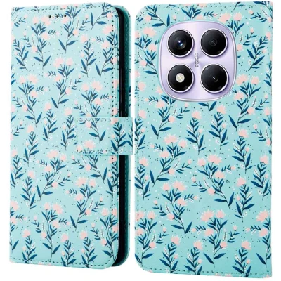 Afbeelding van imoshion Design Bookcase voor de Xiaomi Redmi Note 14 Pro (4G) Blue Flowers