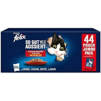 Afbeelding van 44x85g Vlees Selectie Felix Elke Dag Feest Kattenvoer
