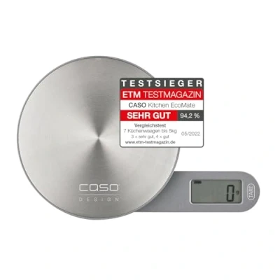 Afbeelding van Caso Kitchen EcoMate Zilver Aanrecht Rond Elektronische keukenweegschaal