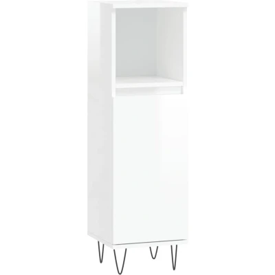 Afbeelding van vidaXL Badkamerkast 30x30x100 cm bewerkt hout hoogglans wit