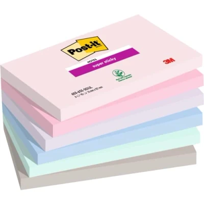 Afbeelding van Post it Super Sticky Notes Soulful, 90 Vel, Ft 76 X 127 Mm, Geassorteerde Kleuren, Pak Van 6 Blokken Memoblok