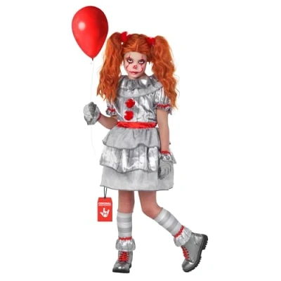 Afbeelding van Morph Clownkostuum voor meisjes, clown kostuum meisjes en kinderen, moordenaar clownkostuum, Halloween, maat S