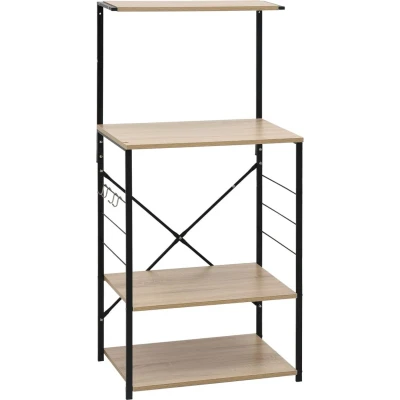 Afbeelding van Magnetronkast 60x39,6x123 cm spaanplaat zwart en eikenkleurig