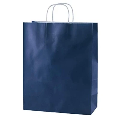 Afbeelding van Thepaperbagstore 10 hoogwaardige papieren draagtassen met gedraaide handgrepen, blauw medium 250 x 110 310 mm