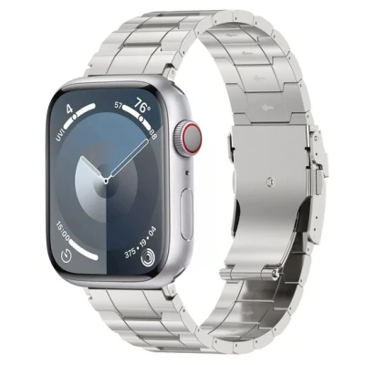 Afbeelding van Apple Watch Titanium Premium Link bandje Zilver Geschikt voor 38mm / 40mm 41mm