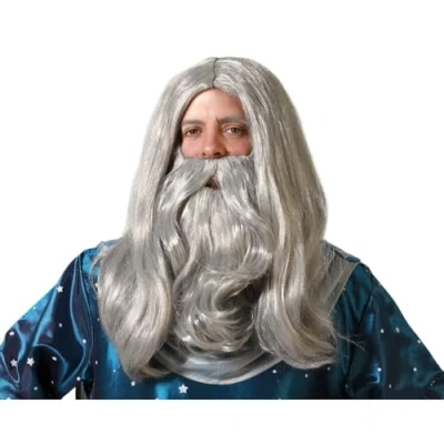 Afbeelding van Pruik met Baard Tovenaar Grijs