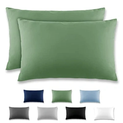 Afbeelding van REDKEY Set van 2 kussenslopen 50 x 70 cm microvezel met hotelsluiting, cm, grasgroen