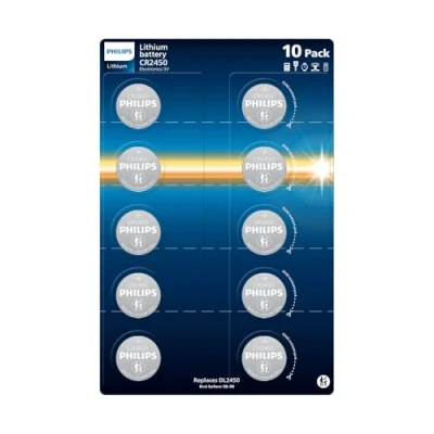 Afbeelding van Philips 10 stuks CR2450 3V lithiumbatterijen perfect voor medische apparaten, speelgoed en sleutelhangers