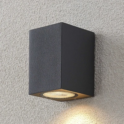 Afbeelding van Lucande Wandlamp buiten 1licht drukgegoten aluminium H: 10 cm GU10 donkergrijs