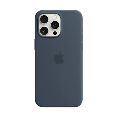 Image de Coque Original Apple iPhone 15 Pro Max MagSafe Silicones et TPU (doux) silicone/Coque Étui téléphone Bleu