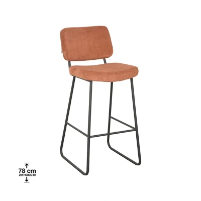 Afbeelding van Noah barkruk ribstof 75 cm roestbruin