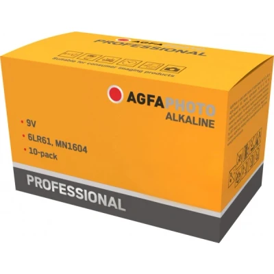 Afbeelding van Agfaphoto Batterij Alkaline, E Block, 6LR61, 9V Professioneel, Doos (10 Pack)