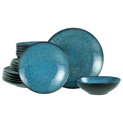 Afbeelding van CreaTable, 23959 Serie Capri 18 delig tafelservies voor 6 personen, borden van aardewerk, vaatwasser en magnetronbestendig, kwaliteitsproductie