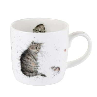 Afbeelding van Unieke Wrendale by Royal Worcester kattenmok met kat en muis design