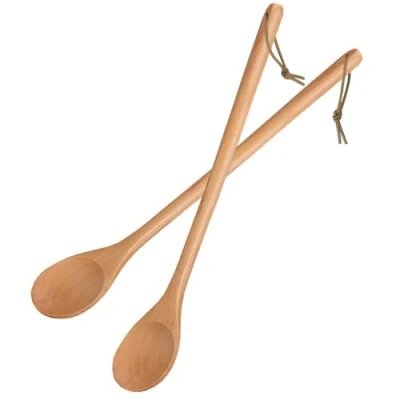 Afbeelding van houten kooklepel 2 stuks, multifunctionele roerlepel lepel met lange handgreep voor het koken mengen roeren, 33 cm