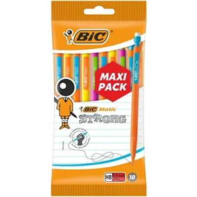 Afbeelding van BIC Matic Strong vulpotlood 0,9 mm HB lichaam verschillende kleuren, 10 stuks