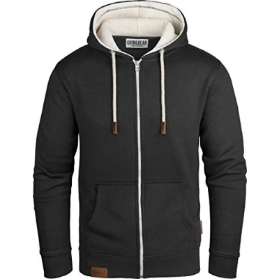 Afbeelding van Grin&amp;Bear GEC490 Hoody voor heren, met fleecevoering, Zwart, M