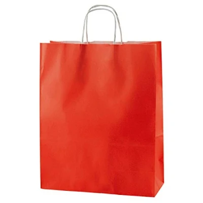 Afbeelding van Thepaperbagstore 50 hoogwaardige papieren draagtassen met gedraaide handgrepen rood medium 250 x 110 310 mm