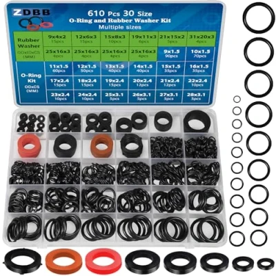 Afbeelding van ZDBB Waterbroek, 610 stuks, nitril, O ring, rubber, wasset, bijpassende set voor plumbing valk, pijpbroek, douchekop, druk, wasmachine, sealing reparatie