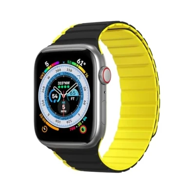 Afbeelding van Magnetische Apple Watch SE, 8, 7, 6, 5, 4, 3, 2, 1 (41, 40, 38 mm) Dux Ducis band (LD versie) zwart en geel
