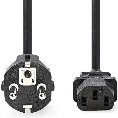 Afbeelding van Nedis Netkabel Schuko stekker, recht, IEC 320 C13, 10 m, zwart (Schuko haaks &gt; C13 stekker (10 m), Stroomkabel