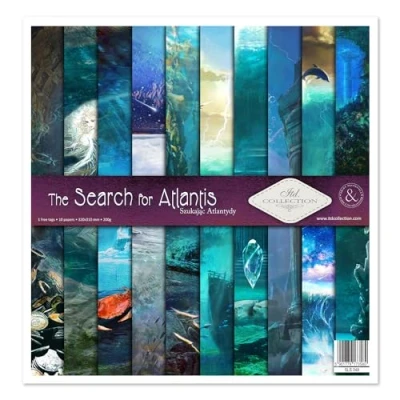 Afbeelding van ITD Collection Scrapbook pakket 12 x cm, plakpapier, decoratief papier, decoupage, kaarten maken, papierformaat 310 320 mm (The Search for Atlantis, SLS048)