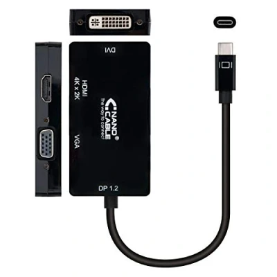 Image de Adaptateur USB C vers VGA/HDMI/DVI NANOCABLE 10.16.4301 BK (10 cm) Noir