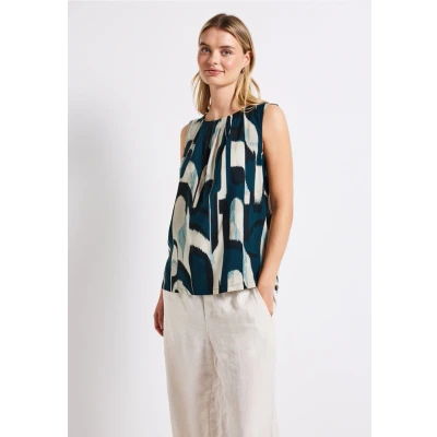 Afbeelding van Street One MIT Raffung Top, Dames, Maat: 36, Türkis