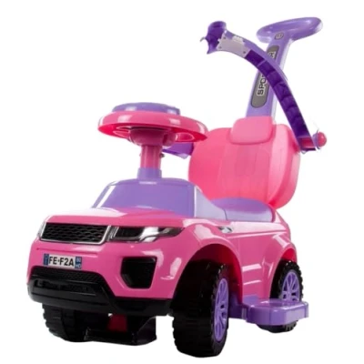 Afbeelding van 4 in 1 kinderauto om te schuiven en vanaf 2 jaar met claxon muziek, opbergruimte onder de stoel (roze)