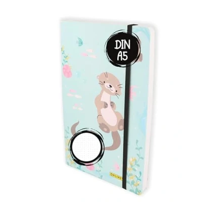 Afbeelding van Online Bullet journal Otter pointillés A5 avec bande élastique, papier FSC 120 g/m², 144 pages intérieures pointillées couverture souple, intime, pour notes, croquis, lettrage