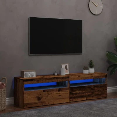 Afbeelding van vidaXL Tv meubels met LED verlichting 2 st bewerkt hout oud