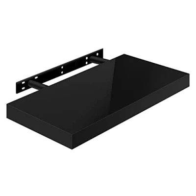 Afbeelding van WOLTU Volato RG9477sz zwevend wandrek voor cd/dvd en boek, van hout, zwart, glanzend, 50 x 22,9 3,8 cm