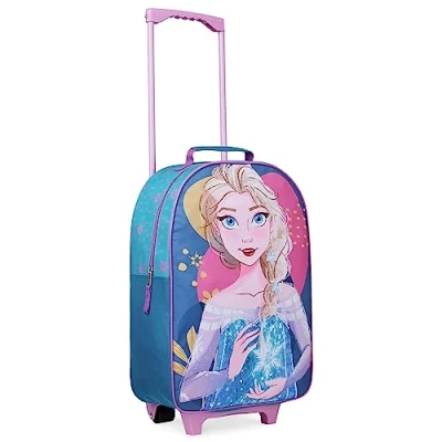 Afbeelding van Disney Koffer voor kinderen, meisjes, Stitch, Minnie Elsa, ijskoningin, kleine koffer, zacht, wielen, opvouwbaar, trolley, tas, reizen, cabine, trolleytas Blauw Travel