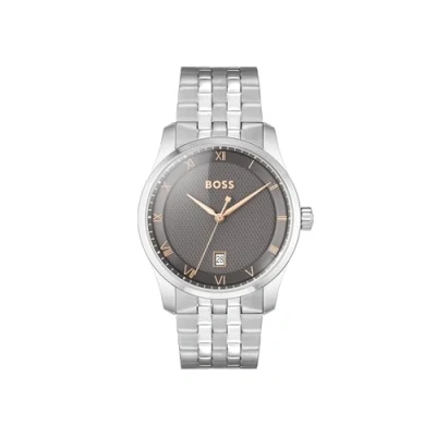 Afbeelding van Boss 1514116 Herenhorloge, analoog, kwarts, met roestvrijstalen armband, zilver, zilver.