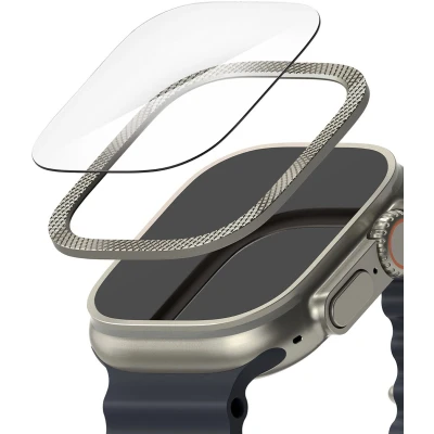 Afbeelding van Ringke Bezel Styling + Screenprotector voor de Apple Watch Ultra (2) 49 mm Knurling Titanium