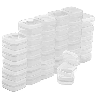 Afbeelding van Belle Vous Kleine opbergdoos van transparante kunststof met klapdeksel (36 stuks) L 3,5 x B H 2 cm mini doos voor medicijnen, kralen, sieraden en knutselaccessoires