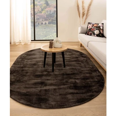 Afbeelding van Viscose Vloerkleed Ovaal Glamour Donkerbruin 200x300 Cm
