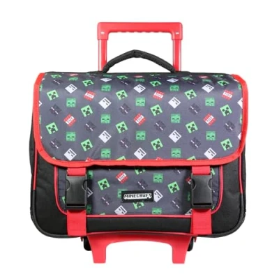 Afbeelding van BAGTROTTER Minecraft schooltas met wieltjes, 38 cm, zwart