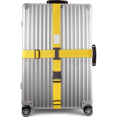 Afbeelding van OW Travel Kofferriem Kruisband Bagageriem voor Koffers (Geel: 1 stuk) Goed zichtbare stevige Bagage met Bagagelabels. Kofferband reis riem Kofferbagage. Tas Gekruiste Stoffen Band