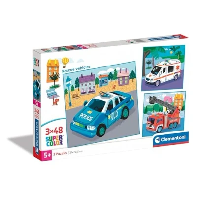 Afbeelding van Clementoni Legpuzzel Super Color Vierkant Hulpdiensten, 3x48st.