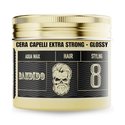 Image de Bandido Aqua Hair Wax Nr.8 Cire Capillaire Noire pour Coiffure avec Parfum Masculin, Tenue Forte, 150 ml Brillance Longue Durée Contrôle Maximum Adaptée à Tous les Types de Cheveux