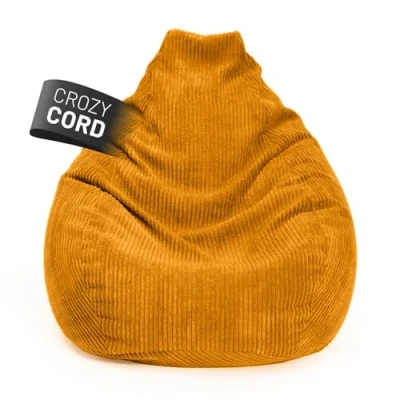 Afbeelding van Lumaland Pouf de jeu XXL en velours côtelé Fauteuil pour adultes et adolescents Sac confortable 135 x 100 cm Jaune moutarde